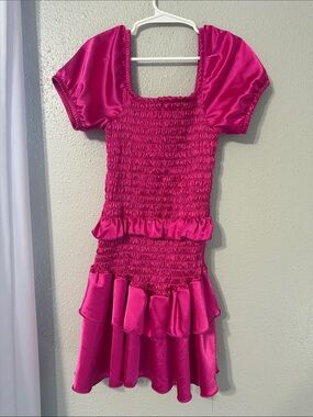 Kids Hot Pink Satin Dress